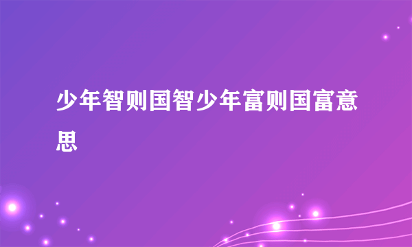 少年智则国智少年富则国富意思