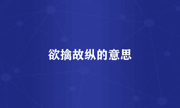 欲擒故纵的意思