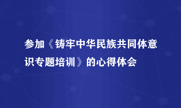 参加《铸牢中华民族共同体意识专题培训》的心得体会
