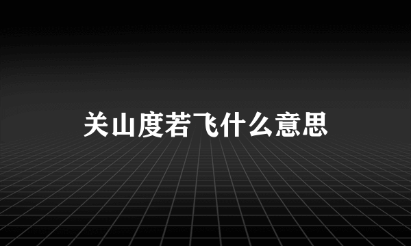 关山度若飞什么意思