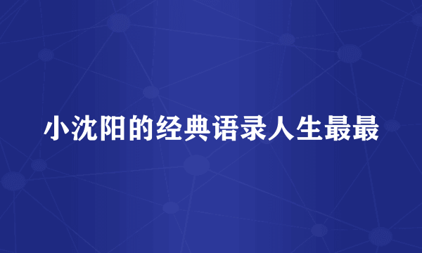 小沈阳的经典语录人生最最