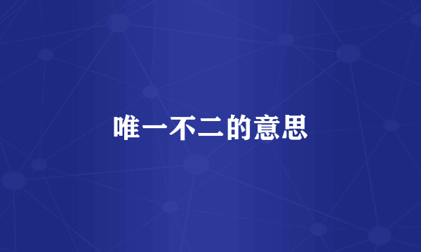 唯一不二的意思