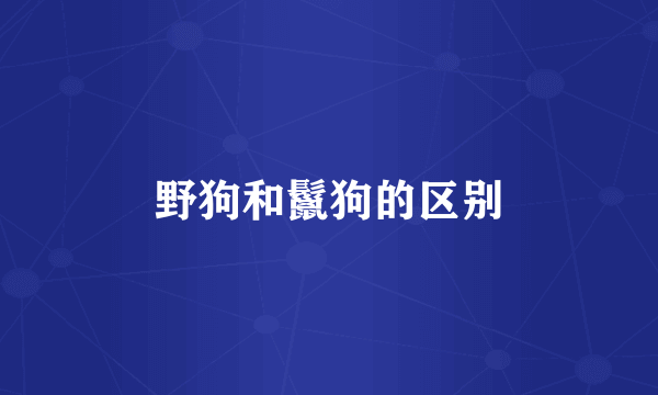 野狗和鬣狗的区别
