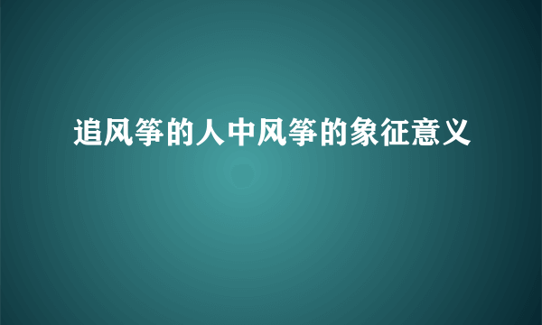 追风筝的人中风筝的象征意义