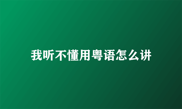 我听不懂用粤语怎么讲
