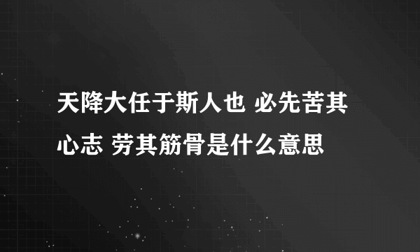 天降大任于斯人也 必先苦其心志 劳其筋骨是什么意思