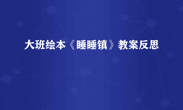 大班绘本《睡睡镇》教案反思