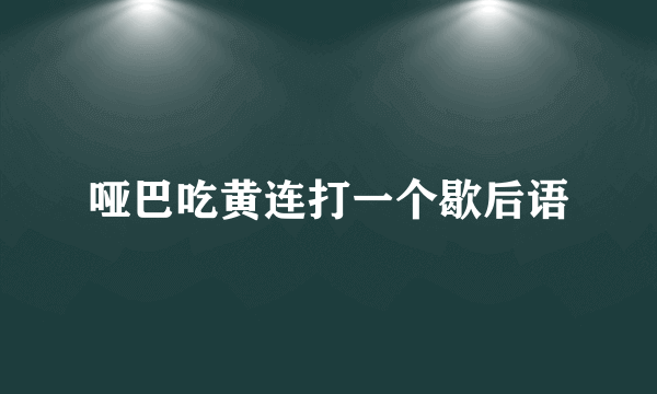 哑巴吃黄连打一个歇后语