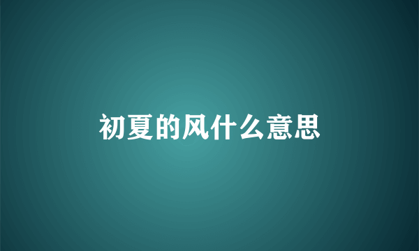 初夏的风什么意思