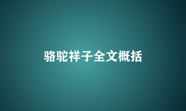 骆驼祥子全文概括