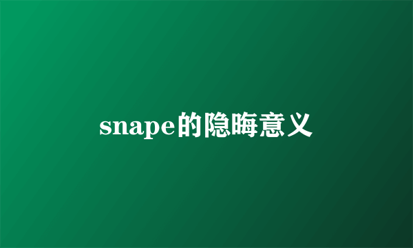 snape的隐晦意义