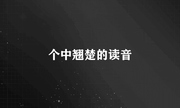 个中翘楚的读音