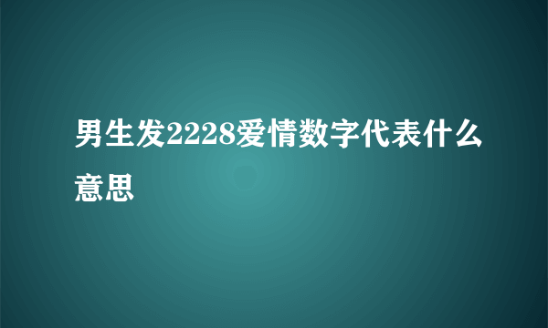 男生发2228爱情数字代表什么意思