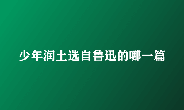 少年润土选自鲁迅的哪一篇