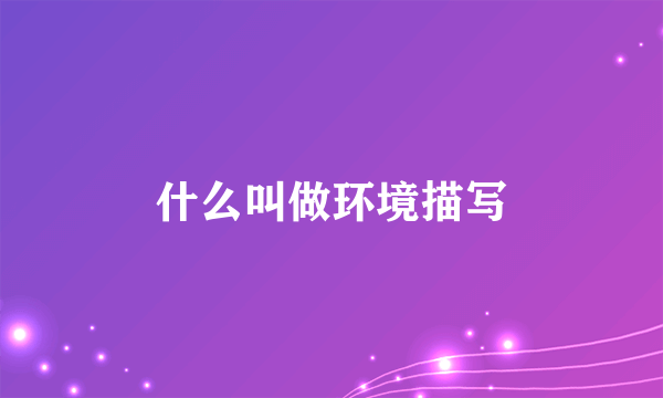 什么叫做环境描写