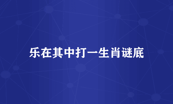 乐在其中打一生肖谜底