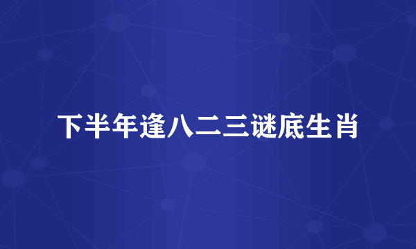 下半年逢八二三谜底生肖