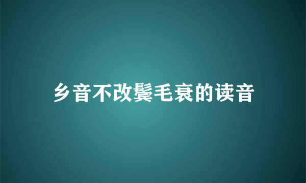 乡音不改鬓毛衰的读音