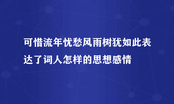 可惜流年忧愁风雨树犹如此表达了词人怎样的思想感情