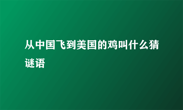 从中国飞到美国的鸡叫什么猜谜语