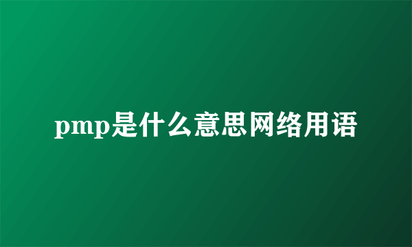 pmp是什么意思网络用语