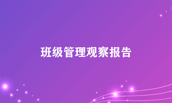 班级管理观察报告