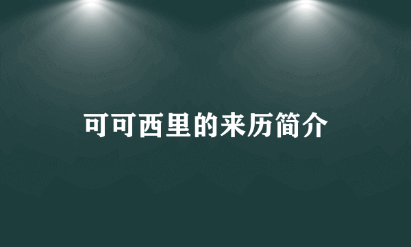 可可西里的来历简介