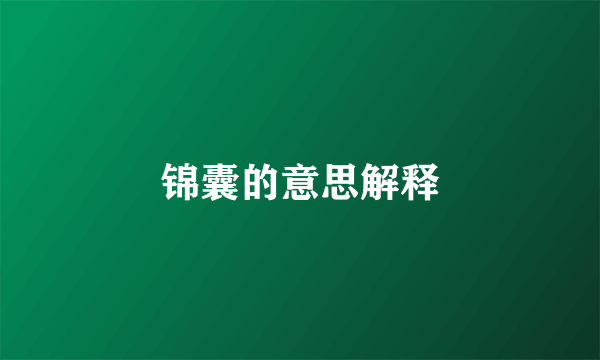 锦囊的意思解释