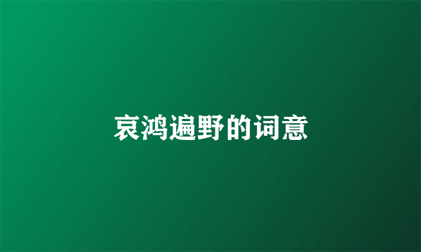 哀鸿遍野的词意