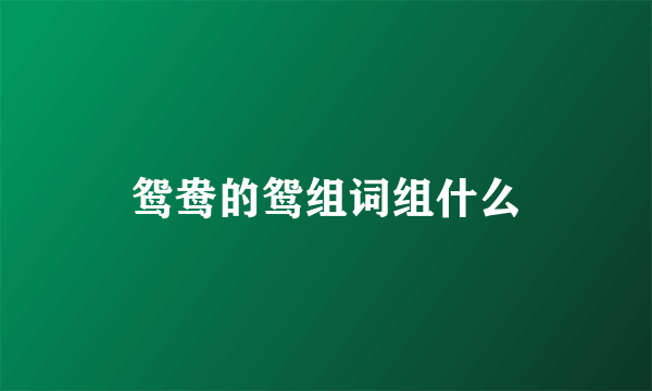 鸳鸯的鸳组词组什么