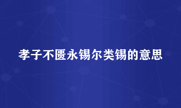 孝子不匮永锡尔类锡的意思