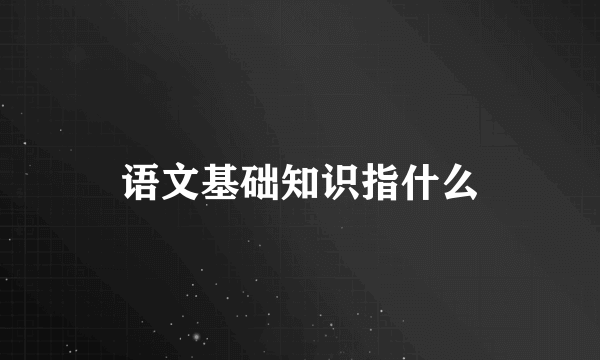 语文基础知识指什么