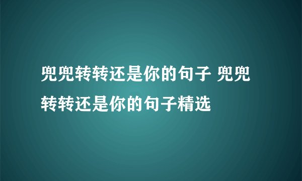 兜兜转转还是你的句子 兜兜转转还是你的句子精选