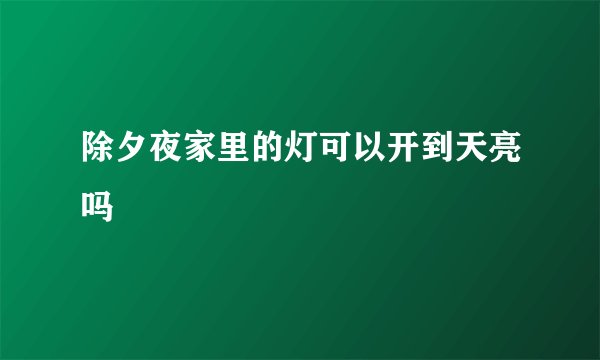 除夕夜家里的灯可以开到天亮吗