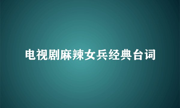 电视剧麻辣女兵经典台词