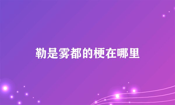 勒是雾都的梗在哪里