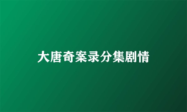 大唐奇案录分集剧情