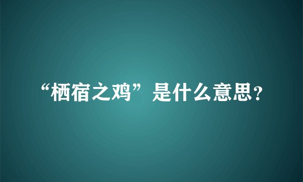 “栖宿之鸡”是什么意思?