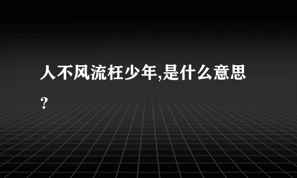 人不风流枉少年,是什么意思?