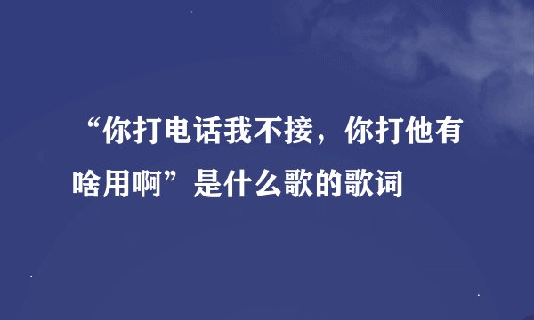 “你打电话我不接，你打他有啥用啊”是什么歌的歌词