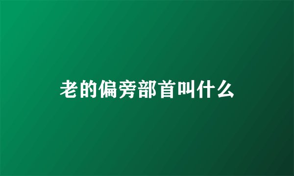 老的偏旁部首叫什么