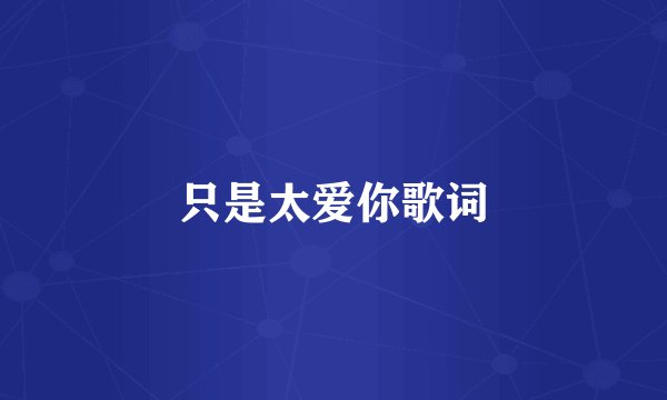 只是太爱你歌词