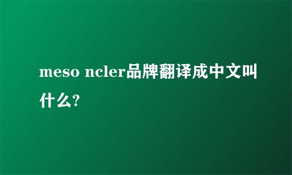 meso ncler品牌翻译成中文叫什么?