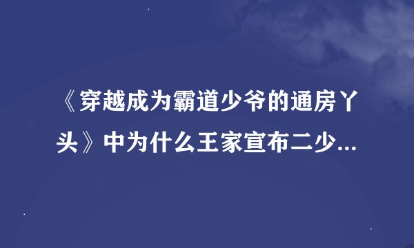 《穿越成为霸道少爷的通房丫头》中为什么王家宣布二少爷不治而亡