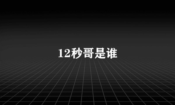 12秒哥是谁