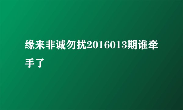 缘来非诚勿扰2016013期谁牵手了