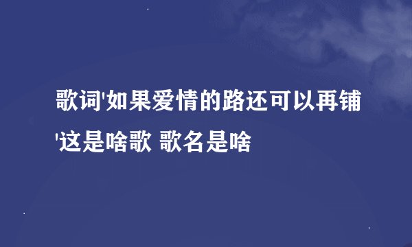 歌词'如果爱情的路还可以再铺'这是啥歌 歌名是啥