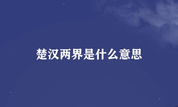 楚汉两界是什么意思