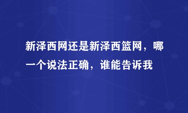 新泽西网还是新泽西篮网，哪一个说法正确，谁能告诉我
