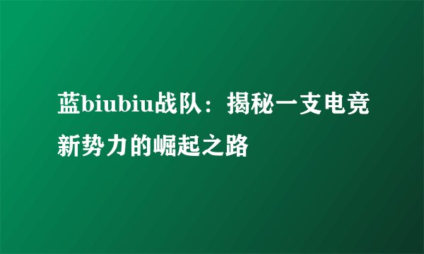 蓝biubiu战队：揭秘一支电竞新势力的崛起之路